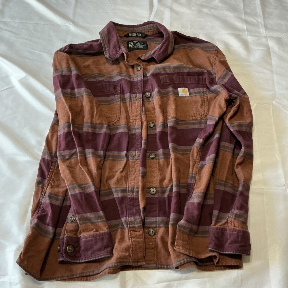 Carhartt Women's Rugged Flex Loose Fit Size Xl 16W-18W Flannel Long Sleeve Plaid